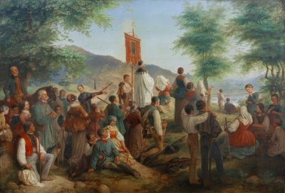 Peregrinação à Pedra Santa em Trier 1844 de Gustav Lasinsky