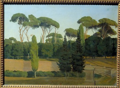 Nos jardins da Villa Borghese. Pintura de Gustaf Wilhem Palm (1810 - 1890) Ec. Sued. de Gustav Palm