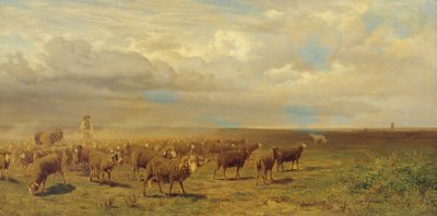 Rebanho de ovelhas no Puszta de Gustav Ranzoni