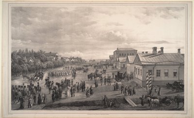 Desfile do Chevalier Gardes através de Krasnoye Selo, 1848 de Gustav Schwarz