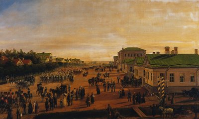 O czar Nicolau retornando de uma parada militar em Krasnoe Selo, 1848 de Gustav Schwarz