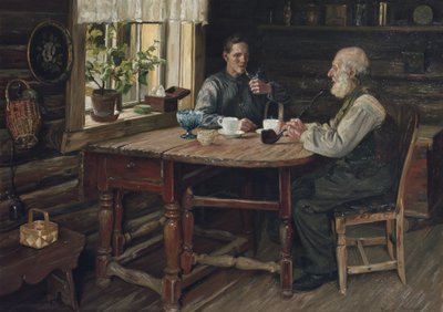 Café de descanso (pausa) 1900 (óleo sobre tela) de Gustav Wentzel