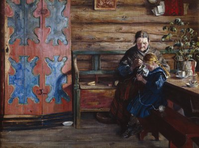 Interior da quinta com a neta (óleo sobre tela) de Gustav Wentzel