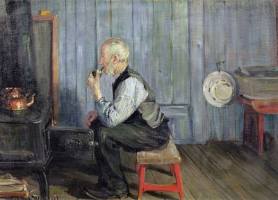 Homem na cozinha azul (óleo sobre tela) de Gustav Wentzel