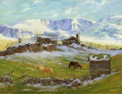 Sol matinal sobre a montanha, Vaga (óleo sobre tela) de Gustav Wentzel