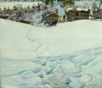 Quinta de montanha na paisagem de Inverno de Gustav Wentzel