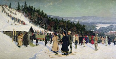Competição de esqui em Fjelkenhill de Gustav Wentzel