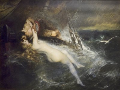 O Beijo da Sereia (óleo sobre tela) de Gustav Wertheimer