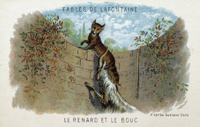 Fables de la Fontaine: A raposa e o bode - de acordo com Gustave Doré. de Gustave (after) Dore