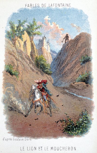 Fábulas de La Fontaine: O Leão e Le Moucheron, após Gustave Doré. de Gustave (after) Dore