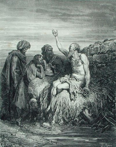 Job and His Friends, gravada por J. Regnier, c.1868 (gravura) de Gustave (after) Dore