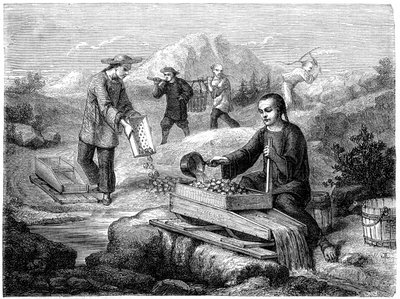 Mineiros chineses, Califórnia, século XIX. de Gustave Adolphe Chassevent Bacques