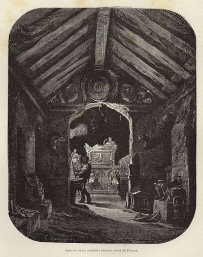 Interior de uma tumba etrusca perto de Perugia de Gustave Bauernfeind