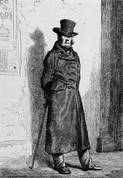 Javert - em "Les Misérables" de Victor Hugo, doente. por Brion, ed. Hetzel e Lacroix de Gustave Brion
