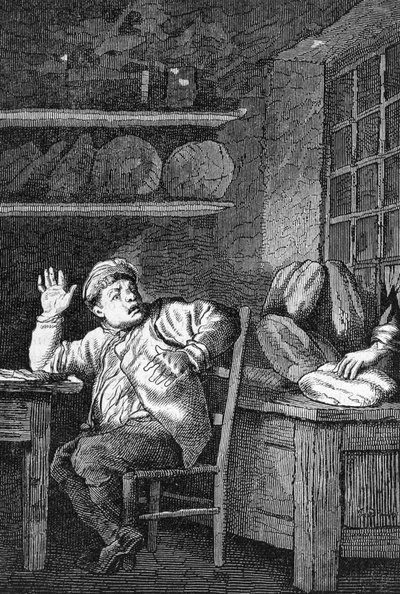 Le vol de Jean Valjean - em "Les Miserables" de Victor Hugo, doente. de Brion, ed. Hetzel e Lacroix de Gustave Brion