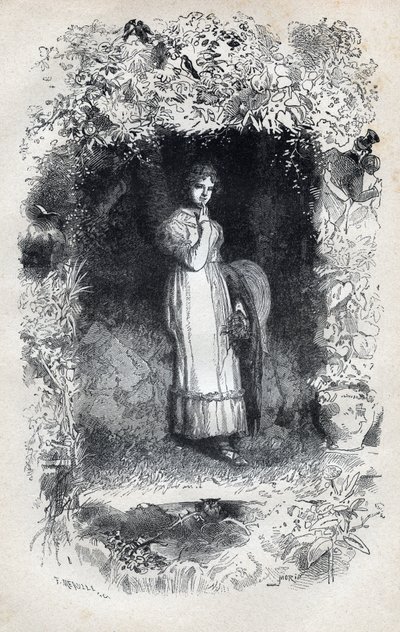 Retrato de Fantine in love de Tholomyes - Ilustração de Gustave Brion (1824-1877) para "The Miserables - First part": Fantine" de Victor Hugo (1802-1885) 1862 de Gustave Brion