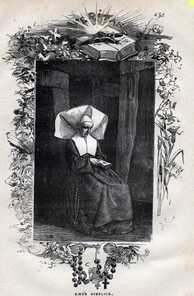 Retrato da Irmã Simplice - Ilustração de Gustave Brion (1824-1877) para "The Miserables - First part": Fantine" de Victor Hugo (1802-1885) 1862 de Gustave Brion