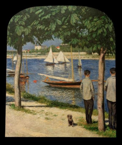 O banco em Petit Gennevilliers e no Sena de Gustave Caillebotte