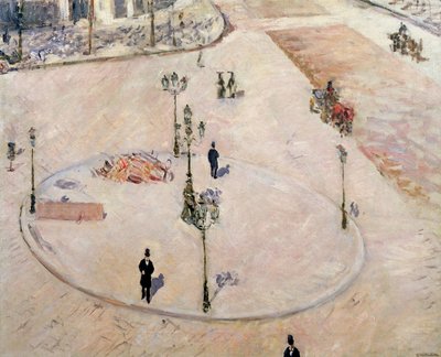 Ilha de tráfego no Boulevard Haussmann, 1880 de Gustave Caillebotte