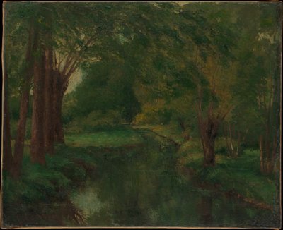 Um ribeiro numa clareira (possivelmente «Ribeiro, Vale de Fontcouverte; Estudo») de Gustave Courbet