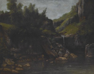 Cascata numa Paisagem Rochosa, c.1872-4 (óleo sobre tela) de Gustave Courbet