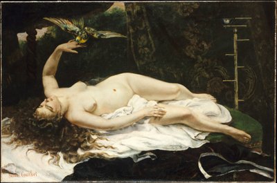 Francês:  La Femme au perroquet Mulher com um papagaio de Gustave Courbet
