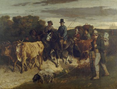 Francês:  Les Paysans de Flagey revenant de la foire Camponeses de Flagey regressam da feira de Gustave Courbet
