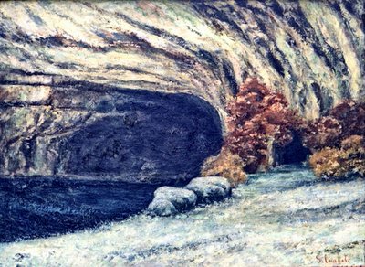 Gruta do Loue coberta de neve de Gustave Courbet