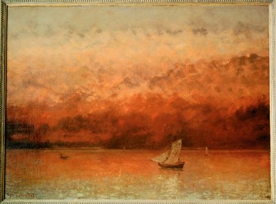 Lago de Genebra ao pôr do sol (óleo sobre tela) de Gustave Courbet