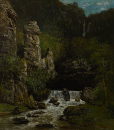 Paisagem com uma cascata de Gustave Courbet