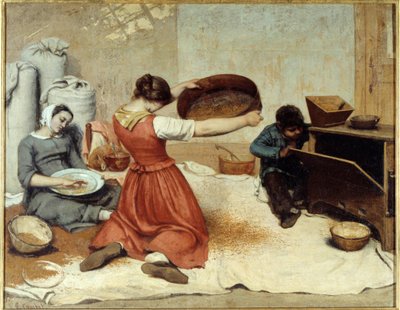 Les sibleuses de ble Painting de Gustave Courbet (1819-1877) 1854 Dim. 1,31 x 1,67 m Nantes, Musee des Beaux Arts de Gustave Courbet