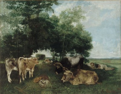 Soneca durante a temporada de feno, montanhas Doubs de Gustave Courbet