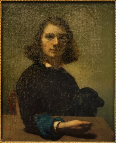 Um pequeno retrato do artista cão preto de Gustave Courbet