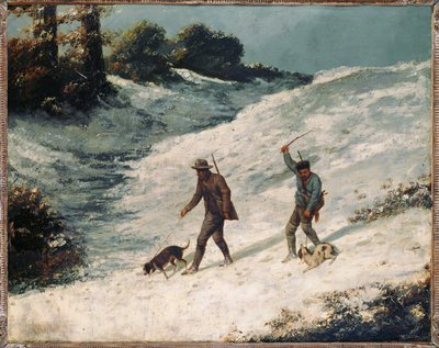 Caçadores furtivos na neve (pintura sobre tela) de Gustave Courbet