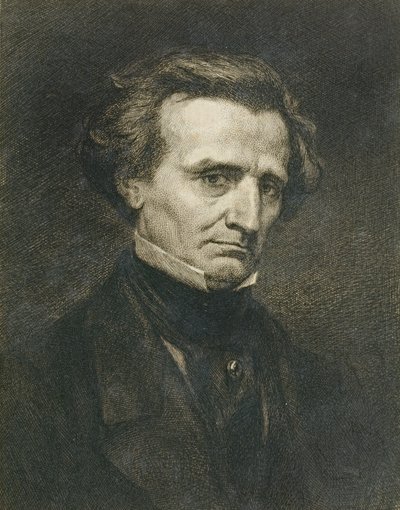 Retrato de Hector Berlioz (1803-69) gravado por A. Gilbert, pub. na &39;Gazette des Beaux-Arts&39; de Gustave Courbet