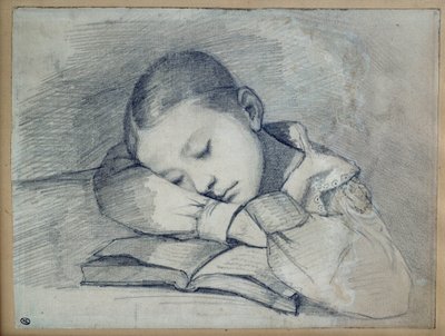 Retrato de Juliette Courbet a dormir. Desenho na mina de chumbo de Gustave Courbet (1819-1877). 1841. Dim. 0.20 x 0.26. Paris, Musee d