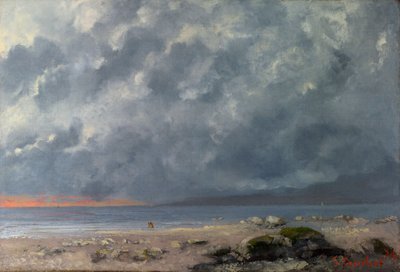 "Cena de plage" (Cena de praia) Peinture de Gustave Courbet (1819-1877) - 1874 - Óleo sobre tela Dim 38x55,5 cm Galeria Nacional, Londres de Gustave Courbet