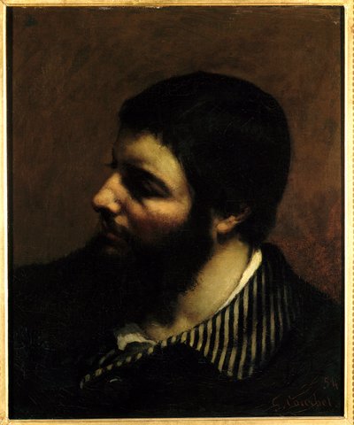 Auto-retrato com a Pintura de Colarinho de Listras de Gustave Courbet (1819-1877) Século XIX Montpellier, Musee Fabre. de Gustave Courbet