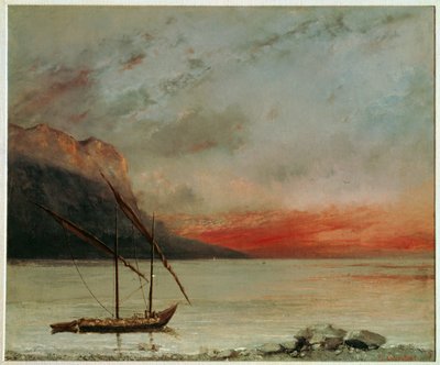Pôr do sol no lago de Genebra (pintura sobre tela) de Gustave Courbet
