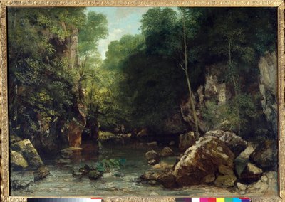 O riacho coberto, conhecido como a entrada para o Vallee du Puits-Noir, Doubs: Efeito da Pintura Twilight de Gustave Courbet (1819-1877) 1865 Dim. 0,94 x 1,35 m. Paris. Museu Orsay de Gustave Courbet