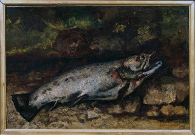 A truta ainda é vida de peixe. Pintura de Gustave Courbet (1819-1877) de Gustave Courbet