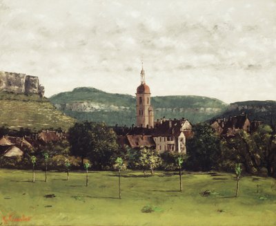 Vista de Ornans e sua torre sineira, c.1858 de Gustave Courbet