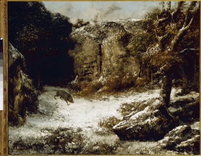 Paisagem de inverno com javalis Pintura por Gustave Courbet de Gustave Courbet