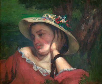 Mulher com Flores no Chapéu - Courbet, Gustave (1819-1877) - 1857 - Óleo sobre tela - Galeria Nacional, Praga de Gustave Courbet