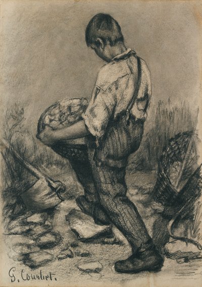 Quebra-pedras jovem, c1864-1865 de Gustave Courbet
