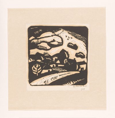 Paisagem com casas, estrada e montanha de Gustave De Smet (signed by artist)
