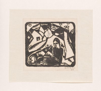 Mulher sentada numa paisagem de Gustave De Smet (signed by artist)