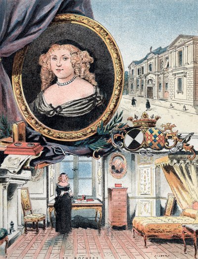 Retrato da Marquesa de Sevigne, juntamente com o Chateau des Rochers e o Hotel Carnavalet de Gustave Demoulin