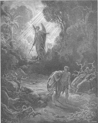 Adão e Eva são expulsos do Éden (Génesis 3:1-6,13-24) de Gustave Dore
