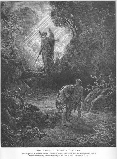Adão e Eva são expulsos do Éden de Gustave Dore